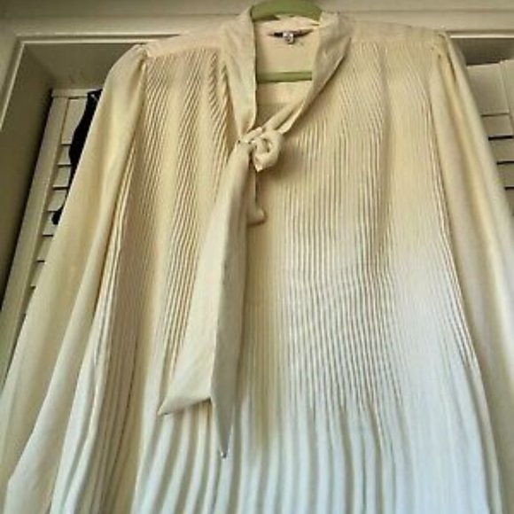 Nanette Lepore Tops - Nannette Lepore blouse cream colored with Neck tie Sz M NWT